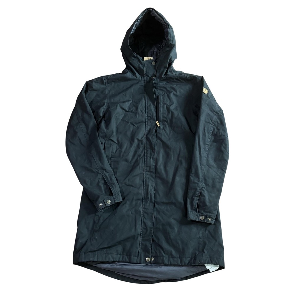 Fjallraven Kiruna Padded Parka Coat Womens Medium Black Hooded Warm Outdoor